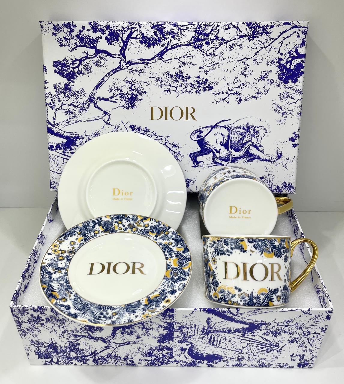 cup set of two Blue Tea cups with saucers - Image 2 of 3